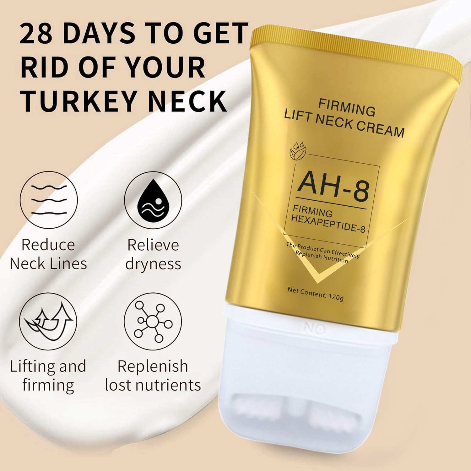 Peptide Neck Cream - 120g Roller Neck Cream Massage Better
